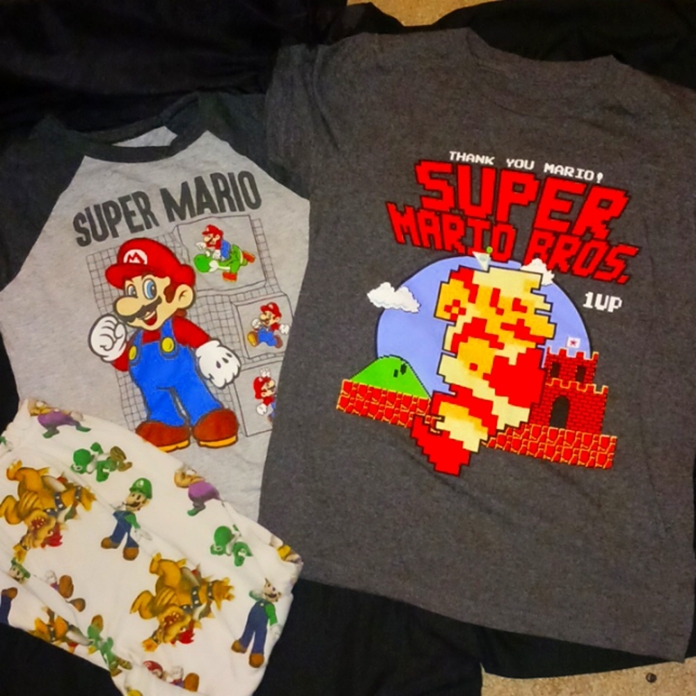 Super Mario T-shirts and pajama pants